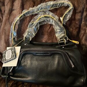Aimee Kestenberg black leather shoulder and handbag